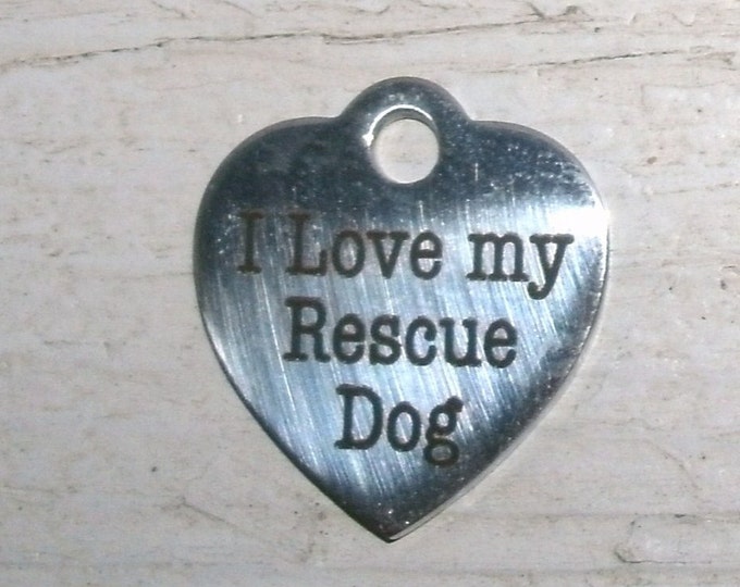 Rescue Dog "I Love My Rescue Dog" Pendant Necklace -Sterling Silver over Stainless Steel charm, lasered quality made to last charm,