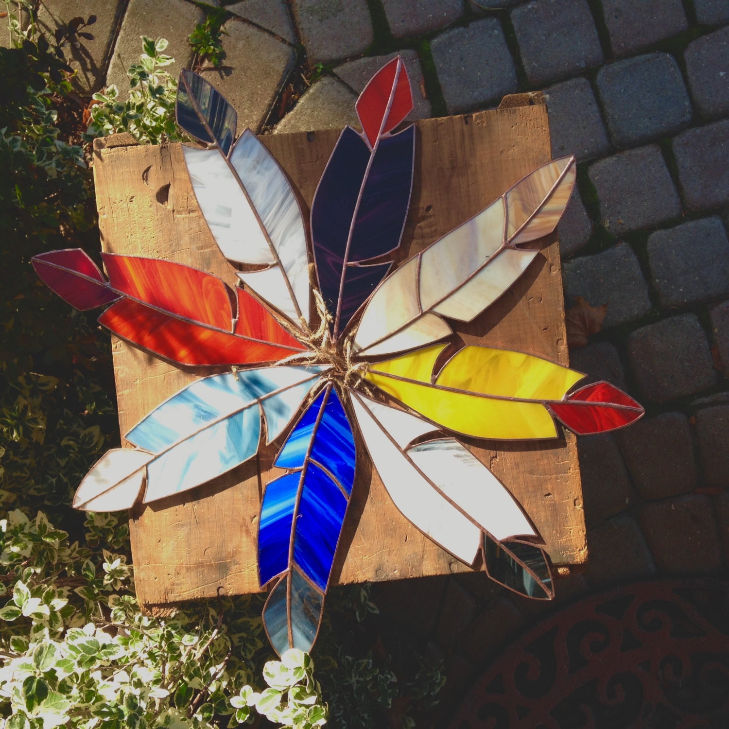 Large Handmade Stained Glass Feather