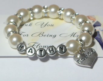 personalized flower girl bracelet - flower girl gift - bridal party gifts - will you be my flower girl - wedding gift - flowergirl gifts