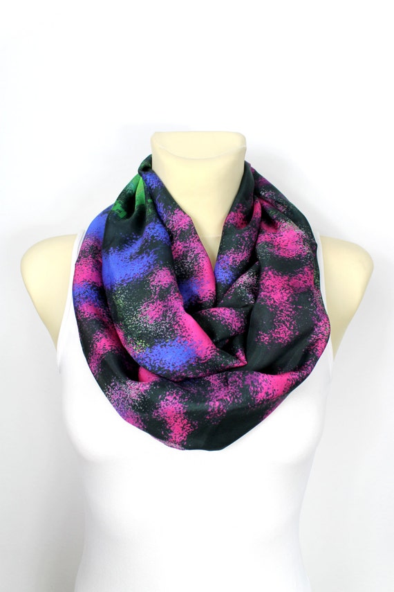 Gift for Mom Silk Infinity Scarf Silk Chiffon Scarf Boho Silk Scarf Lightweight Scarf Mothers Day from Husband Daughter Spring Celebrations