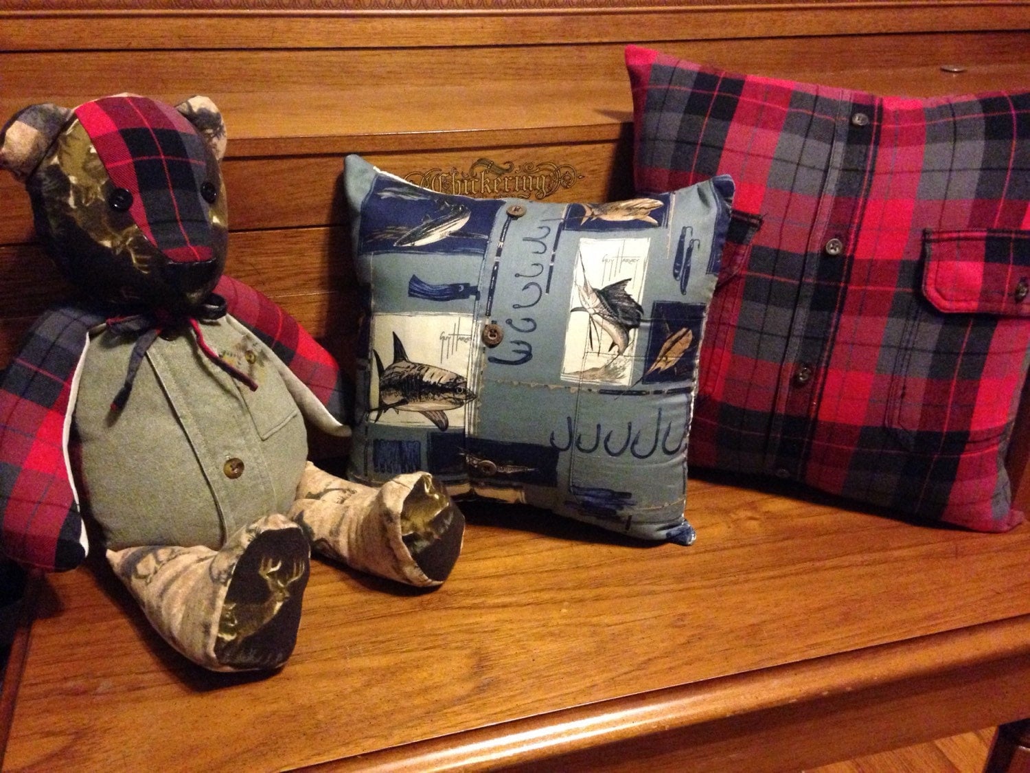 Memory pillows made from flannel shirt dress shirt or