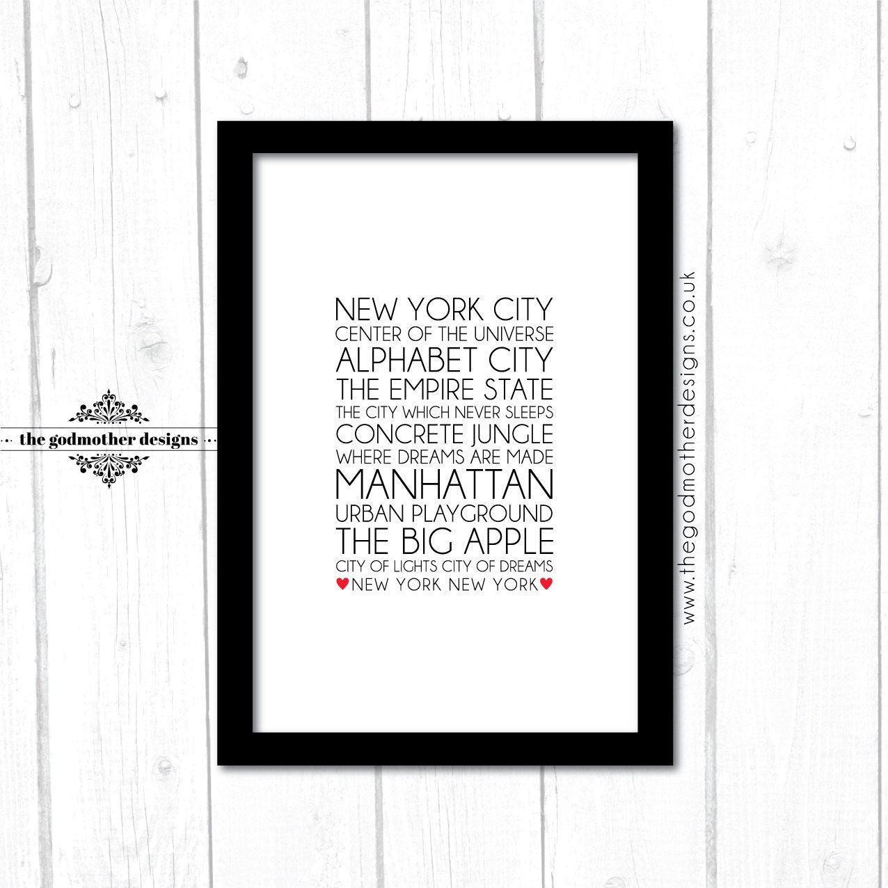 Nicknames Of New York Typography TYPOGRAPHY PRINT
