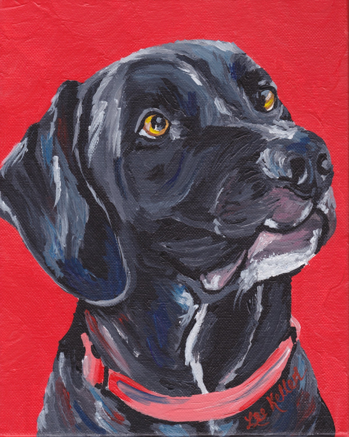 Black lab art print from original canvas painting black