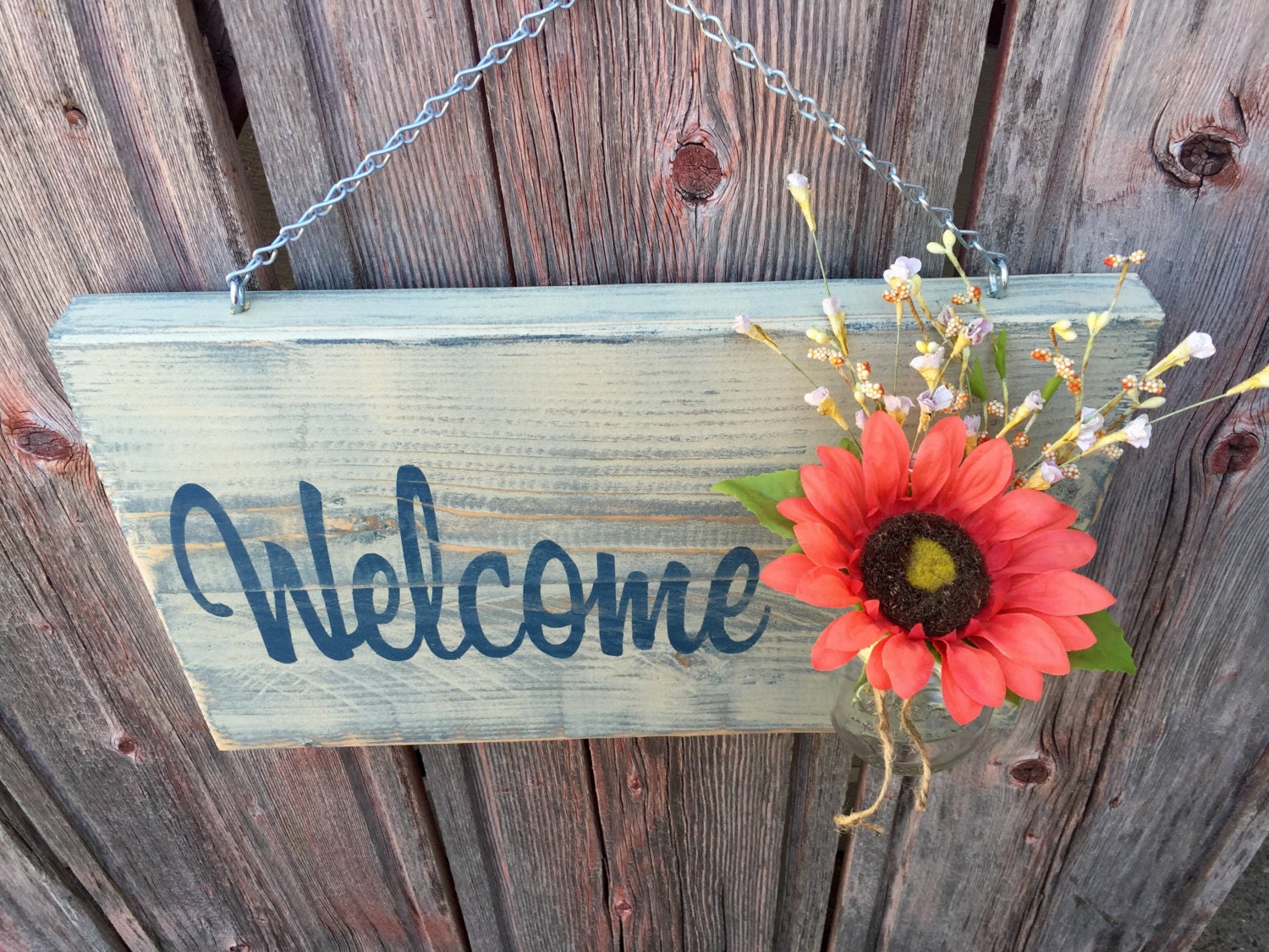Rustic Outdoor Sign in blue/white Wood by RedRoanSigns