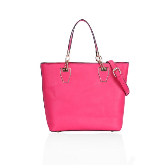 Womens Fushia Pink Mini Tote Handbag Shoulder by KandibagBoutique