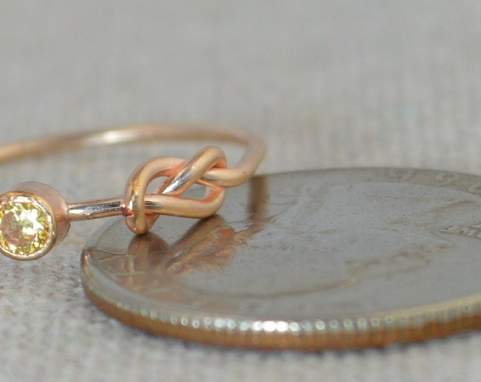 Topaz Infinity Ring, Rose Gold Filled Ring, Stackable Rings, Mother's Ring, November Birthstone Ring, Rose Gold Ring, Rose Gold Knot Ring