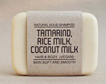 Solid shampoo bar, Tamarind mixed Rice milk & Coconut milk, Eucalyptus Essential Oil, Vegan, Make hair strong and help remove old skin cell.