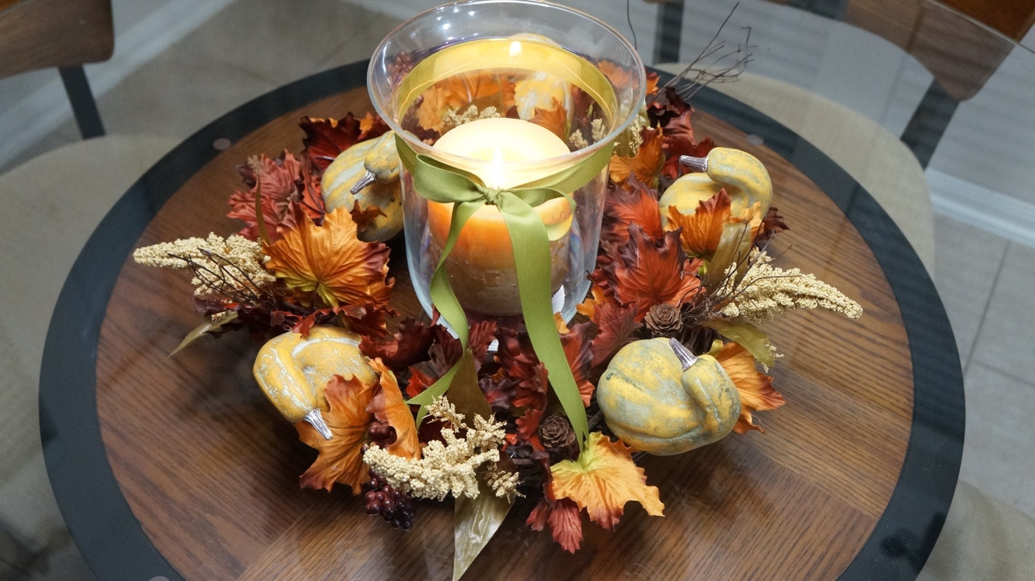 Fall WreathThanksgiving Table CenterpiecePumpkin Wreath with