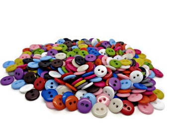 50 tiny buttons, tiny button mix, 9mm buttons, micro buttons, multicolour buttons, button mix, sewing buttons, small buttons, uk buttons