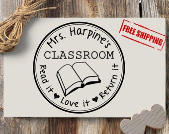 Teacher Stamp, Custom Book Stamp for Teacher, Custom Teacher Stamp, Gift for Teacher, Teacher Book Stamp, Teacher Appreciation Gift #B4
