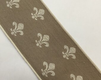 Fleur de lis Flat Braid/Trim - Tape - 3 1/4" Braid - Taupe and Cream