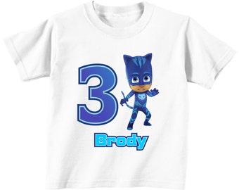 PJ Masks Cat Boy Custom Birthday t-shirt (Different Colors)