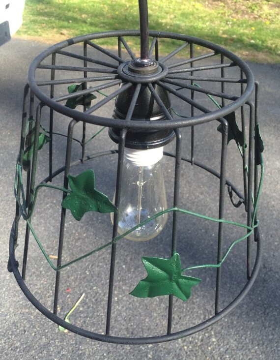 Hanging Wire Metal Basket Light/lamp Ivy Leaves