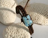 Larimar Macrame Surfer Bracelet rectangular beach summer blue dolphin surf unisex boho black brown men women