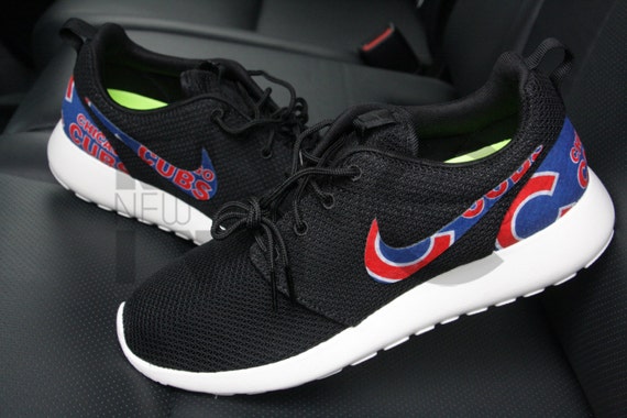 Nike Roshe Run Black White Chicago Cubs Custom Men & Women