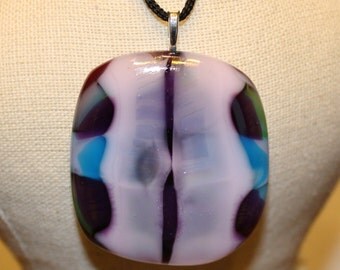 Handmade Fused Glass Necklace Pendant - Fused Glass Necklace - Glass Pendant - Multicolored