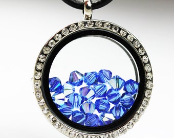 30mm Floating Charm Locket Round Shape Glass and Rhinestones ,Glass Memory Locket Necklaces,Making Love Pendant, DIY Pendant- FDOT0208