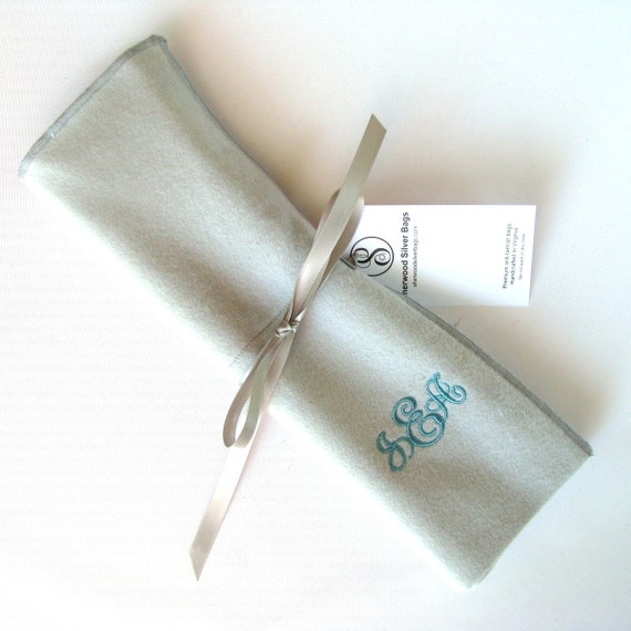 Anti Tarnish Flatware Storage Roll Silverware Storage Monogrammed for