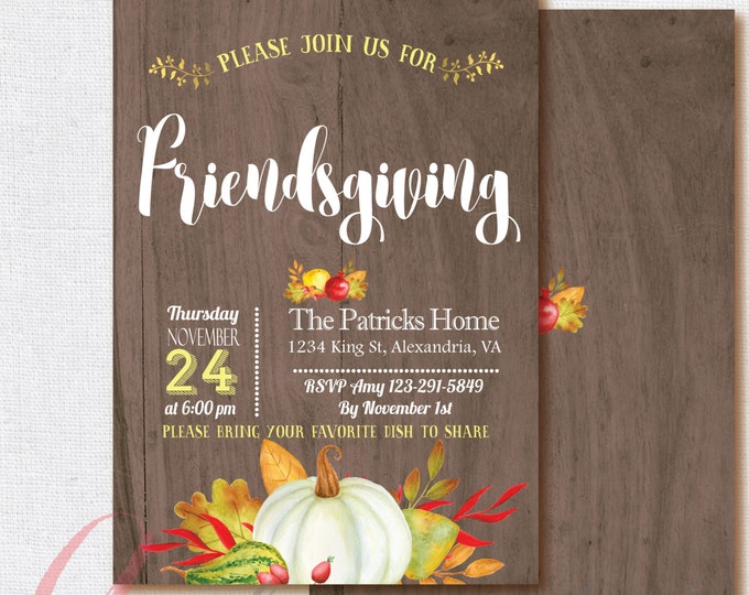 Thanksgiving invitation. Printable Thanksgiving invite. Friendsgiving. Thanksgiving dinner invite. Wood thanksgiving invitation.