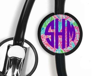 Lilly Pulitzer Inspired Stethoscope ID Tag- Monogram Stethoscope ID Tag