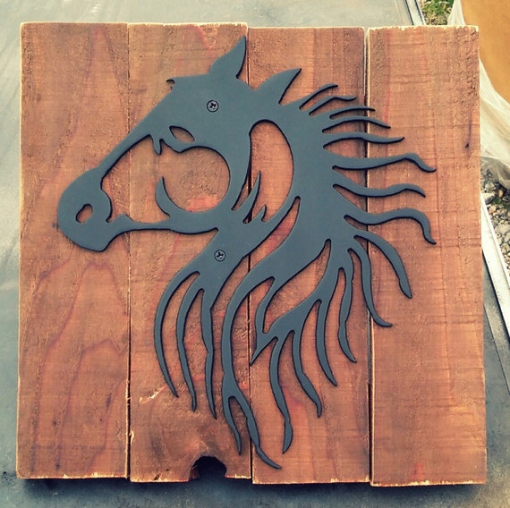 Horse Wall Decor With Wood by BlazingMetalArt on Etsy