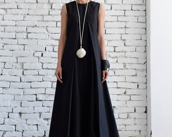 Black Maxi Dress/Loose Long Dress/Plus Size Kaftan/Long Black Dress/Sleeveless Black Dress/Maxi Black Dress/Oversize Black Kaftan/Maxi Dress