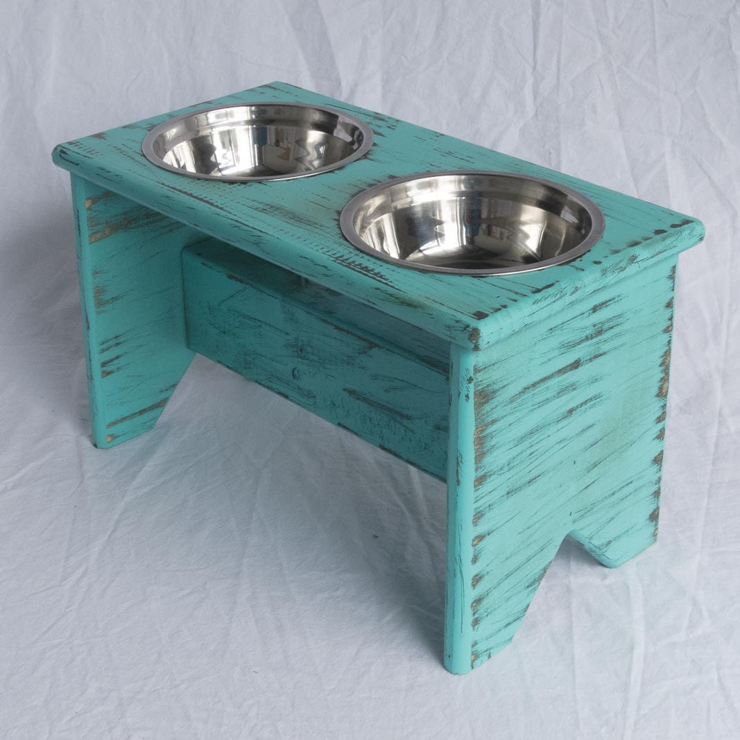 Elevated Dog Bowls Stand Wooden 2 Bowls 300 mm