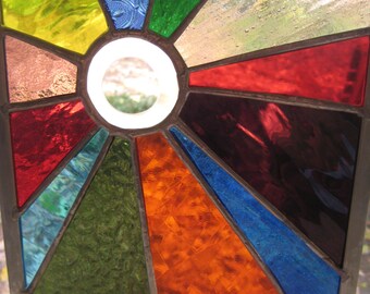 COLOR RAYS II Stained Glass Panel Window suncatcher