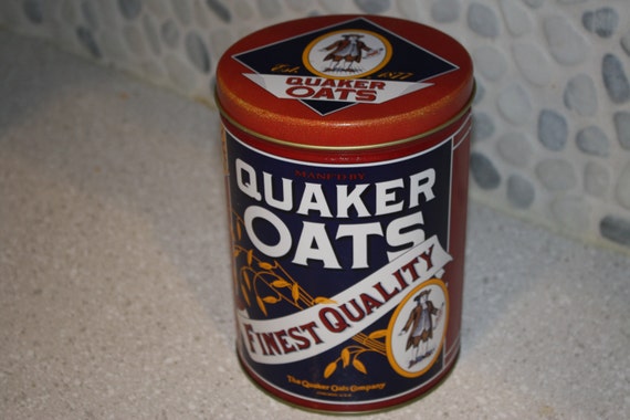 Vintage blue quaker oats tin