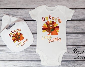 Daddy's Little Turkey - Baby's Thanksgiving Outfit - Babys Thanksgiving Bodysuit - First Thanksgiving - 1st Thanksgiving Bodysuit - *TG1417L
