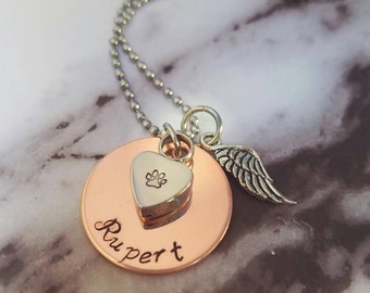 Pet loss Cremation Necklace - Copper - Urn Necklace - Custom Made Urn necklace - Heart Necklace - Memorial Necklace - Pet's ashes