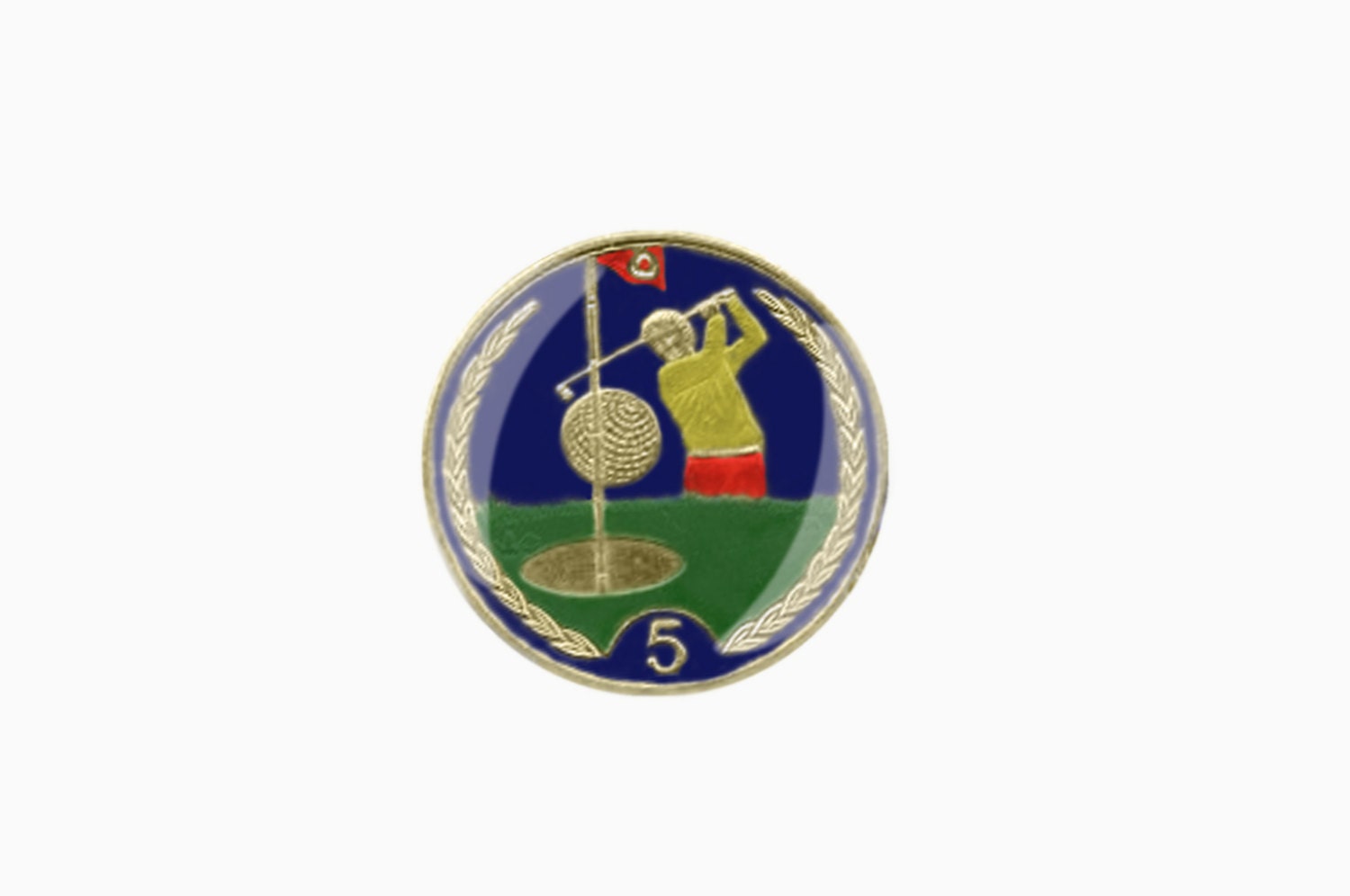 Golf Ball Marker in Enamel Isle of Man 5p Coin with Golfer