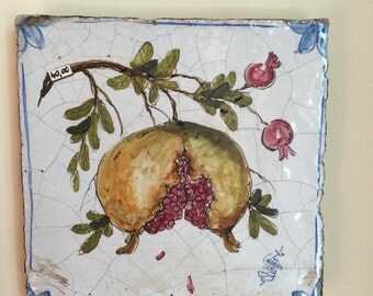 Ceramic Pomegranate Tile * Mattonella Quadretto di ceramica con Melograna
