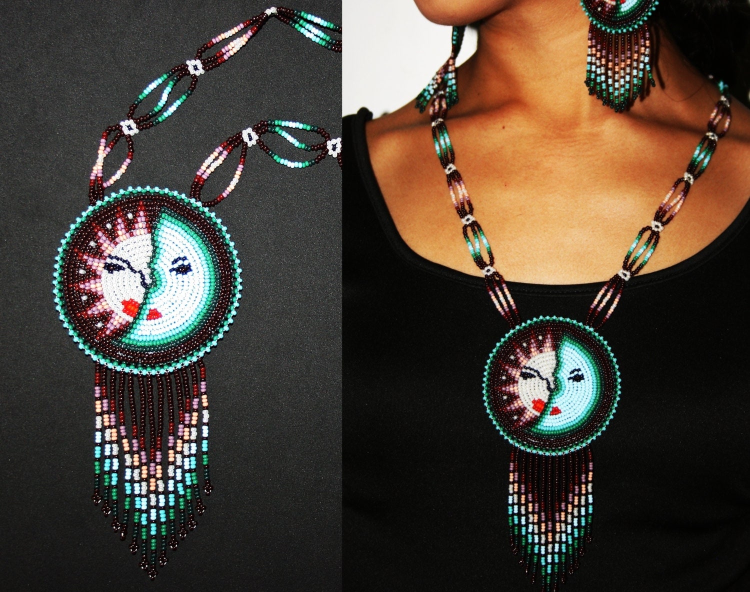 Native American Beaded Necklace Eclipse Necklace Huichol