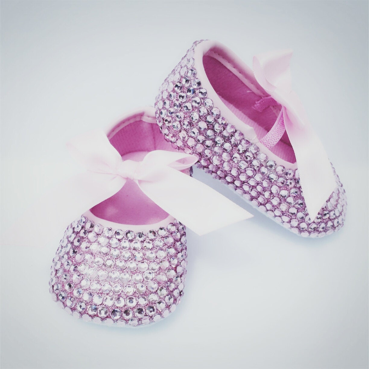 Bedazzled Bling Baby Shoes Pink Bows