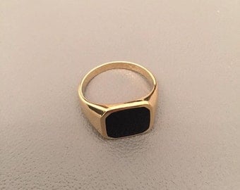 Onyx Ring, Signet Ring, Black Onyx Ring, women ring, men ring, Gold Signet Ring, Black square Signet Ring, Man Pinky Ring, Woman Pinky Ring