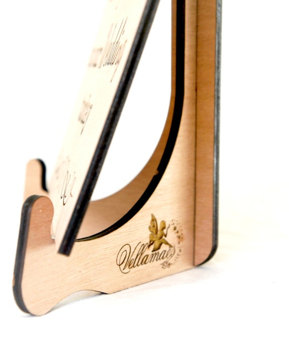 Laser engraved wooden plaque sign stand