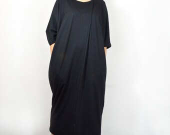 Items similar to Black Asymmetric Maxi Caftan/ Loose Extra Long Sleeve ...