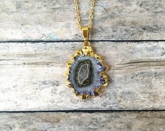Kavity slice Druzy 925 pendant