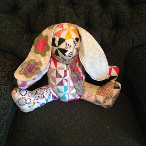 Handmade stuffed patchwork bunny
