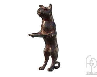 Brass Standing Cat Business Card Holder.