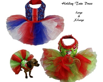Dog Tutu, Dog Dress Pattern, Dog Clothes Sewing Pattern pdf Tutorial -Holiday Tutu Dress- LARGE & XLARGE