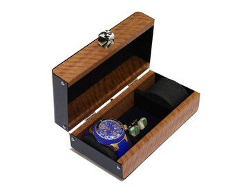 Anniversary Gift Mens Watches box 2 watch pillows cufflinks jewelry storage Wooden jewelry box black