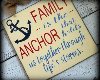 Rustic Nautical Art, Coastal Decor, Beach Theme Sign, Housewarming Gift, Wood Beach Art, Hand Painted Sign,Handmade Wooden Sign,Anchor Decor