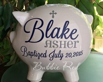 Baptism Gift for Boy or Girl, Christening Gift, Personalized Piggy Bank, Baby Girl/Boy Christening Gift, Custom Baptism Gift for Baby
