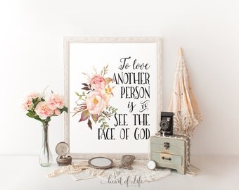 Les Miserables print Printable art Victor Hugo quote God print Nursery quote print Watercolor floral art Flower decor HEART OF LIFE Design