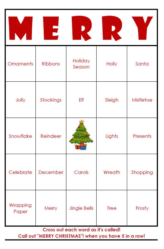 free christmas bingo game cards