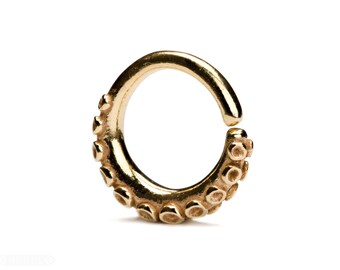 Octopus Tentacle Septum Ring Nose Ring Body Jewelry Gold Plated and Solid Silver Bohemian Indian Style 14g 16g - SE035R YGP T2