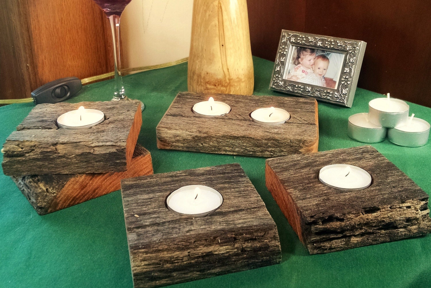 Primitive Wooden Tea Light Candle Holders By Timbertoneswoodworks 4776