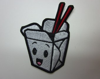 kawaii Chinesse Take out Box Smiling Kawaii Iron or Sew on patch